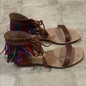 Zara Multicolor Fringe Sandals